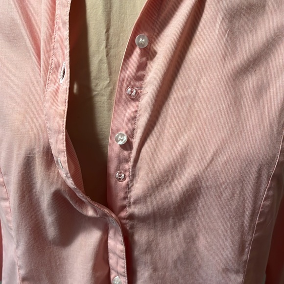 Riders by Lee pink and white striped button down top 3/4 sleeves - Picture 5 of 7